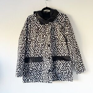Carlisle Woman Black White Polka Dot Hood Rain Coat Size 6